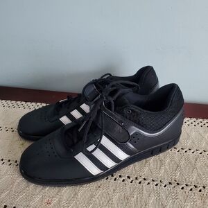 Adidas Men's Black And White Powerlifting Shoe With Strap Size 12
